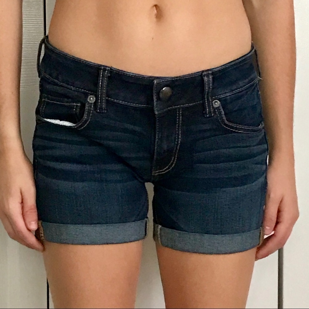 Dark Wash Jean Midi Shorts